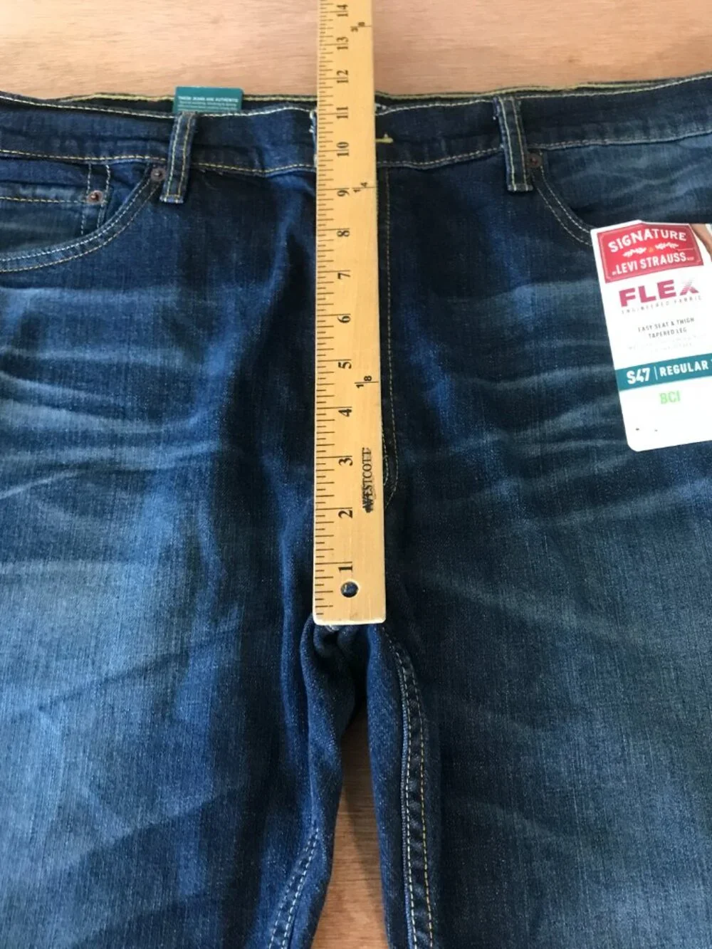 Levi Strauss Signature Flex Regular Taper Jeans Men 38x28 Blue Mid Rise Stretch